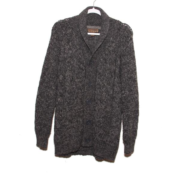 Pronto Uomo Fisherman's Grandpa Cardigan Sweater Size Small Chunky Cable Knit - Picture 1 of 9
